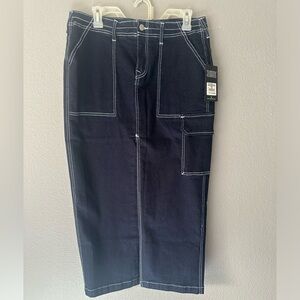 True religion denim cargo maxi skirt/ body rinse/ dark blue sz 26 & 29